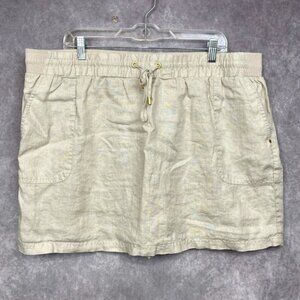 ELLEN TRACY COMPANY Linen Skorts Womens XXL Beige Elastic Skirt Chambray